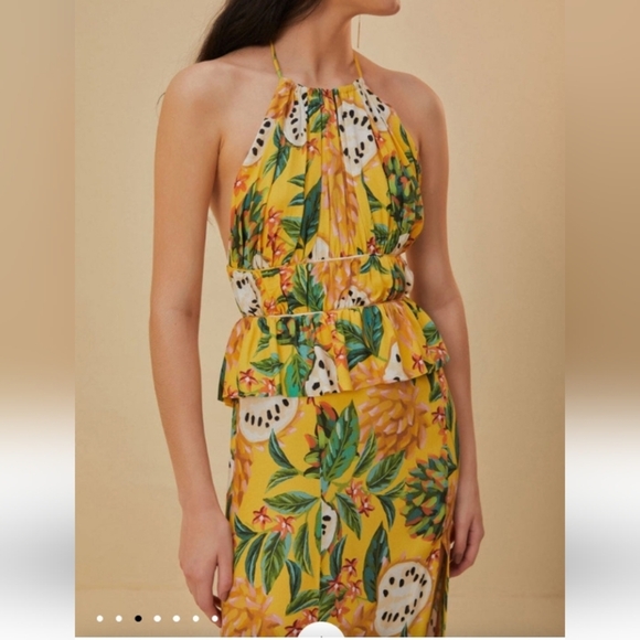 Farm Rio Yellow Biriba Midi Sleeveless Dress - Picture 4 of 16